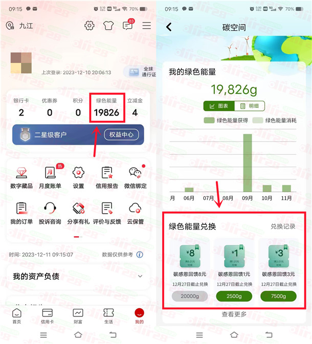 工行碳空间绿色能量兑换1-8圆微芯立减金 亲测5圆秒到-汇一线首码网