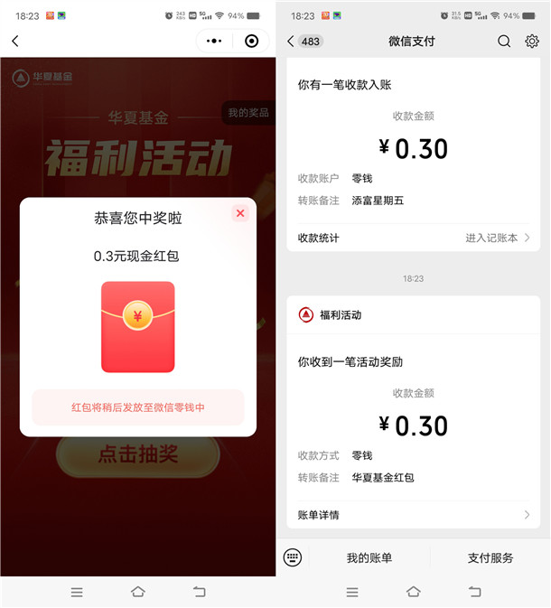 华夏基金小程序简单答问卷抽随机微信红包 亲测中0.3元 - 线报酷